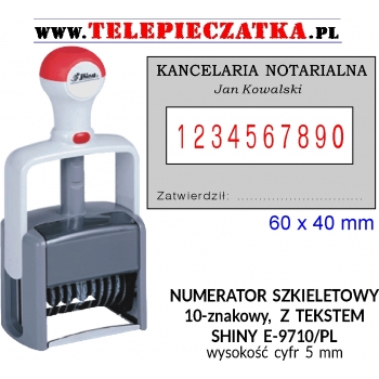 SHINY NUMERATOR SZKIELETOWY 10-ZNAKOWY Z TEKSTEM, E-9710/PL