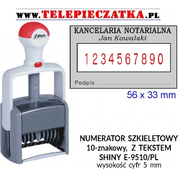 SHINY NUMERATOR SZKIELETOWY 10-ZNAKOWY Z TEKSTEM, E-9510/PL