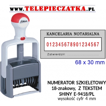 SHINY NUMERATOR SZKIELETOWY 16-ZNAKOWY Z TEKSTEM, E-9418/PL
